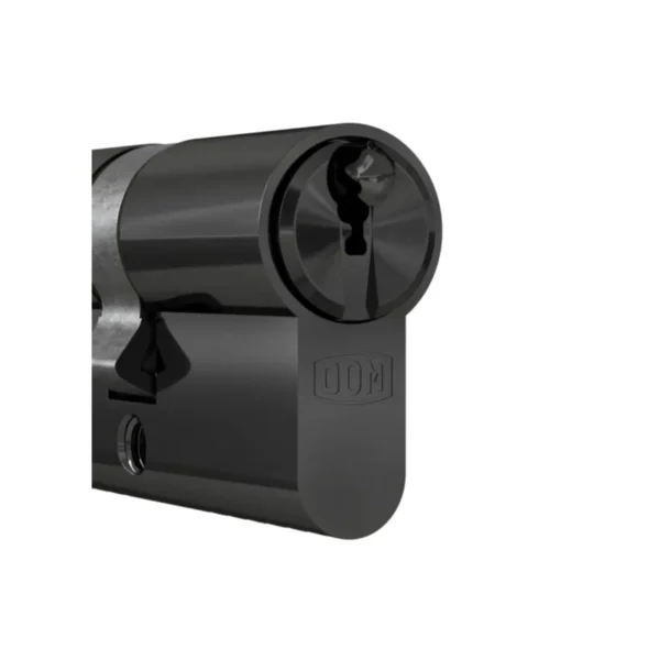 DOM RS Sirius Zylinder in 27 Matt schwarzchrom – modernes, markantes Sicherheitsdesign.